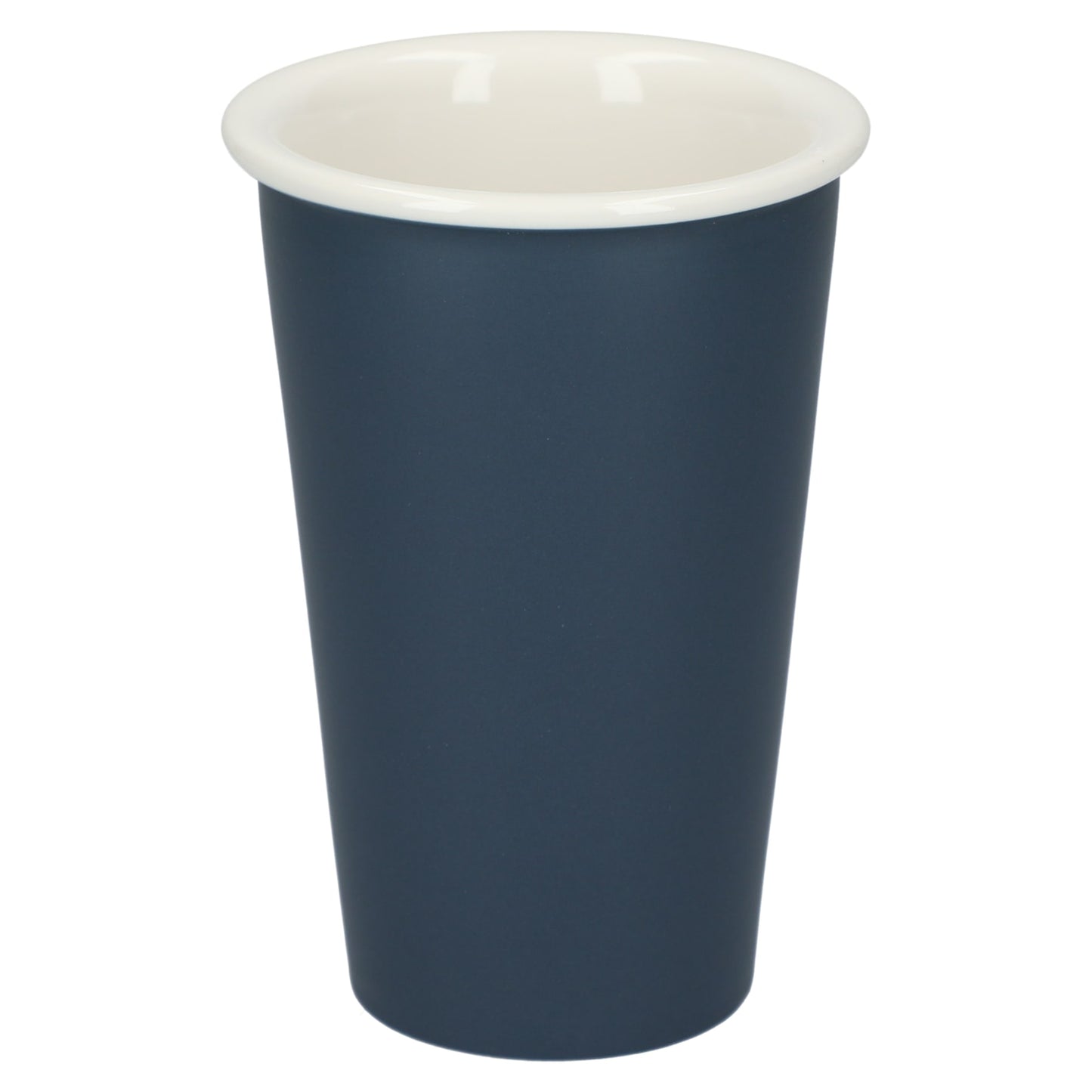 Front View of Blue I'm not a paper cup 10oz ceramic tumbler plain