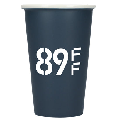 Front View of Blue I'm not a paper cup 10oz ceramic tumbler
