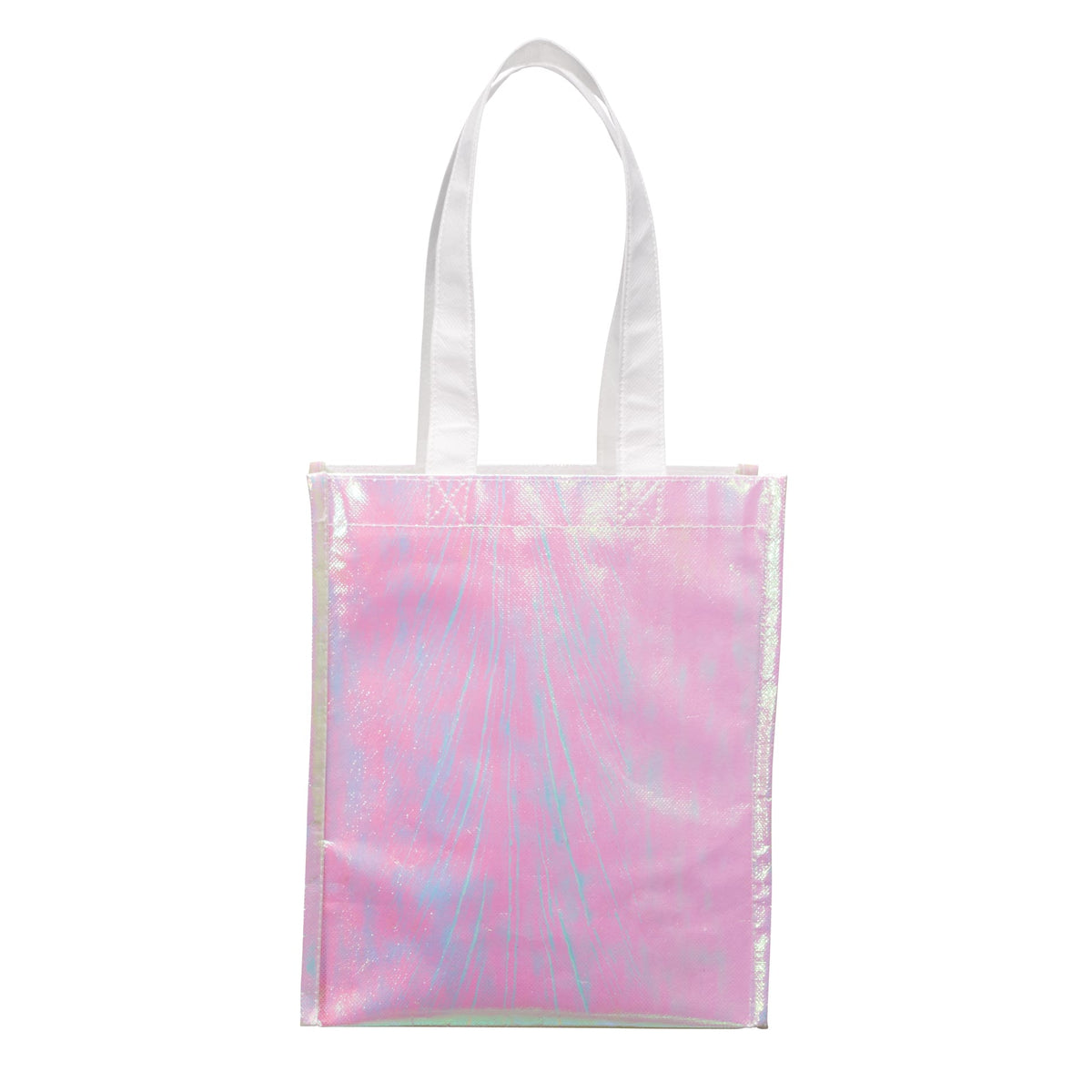 Front View of Blue Iridescent Non-Woven Gift Tote plain