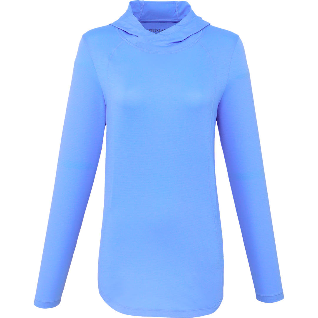 Front View of Blue IZU Everything Performance Hoodie - Women's plain