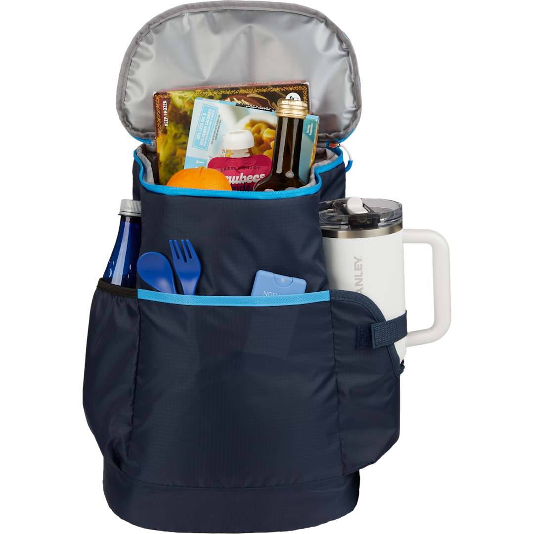 Front View of Blue Kade 24 Can Backpack Cooler