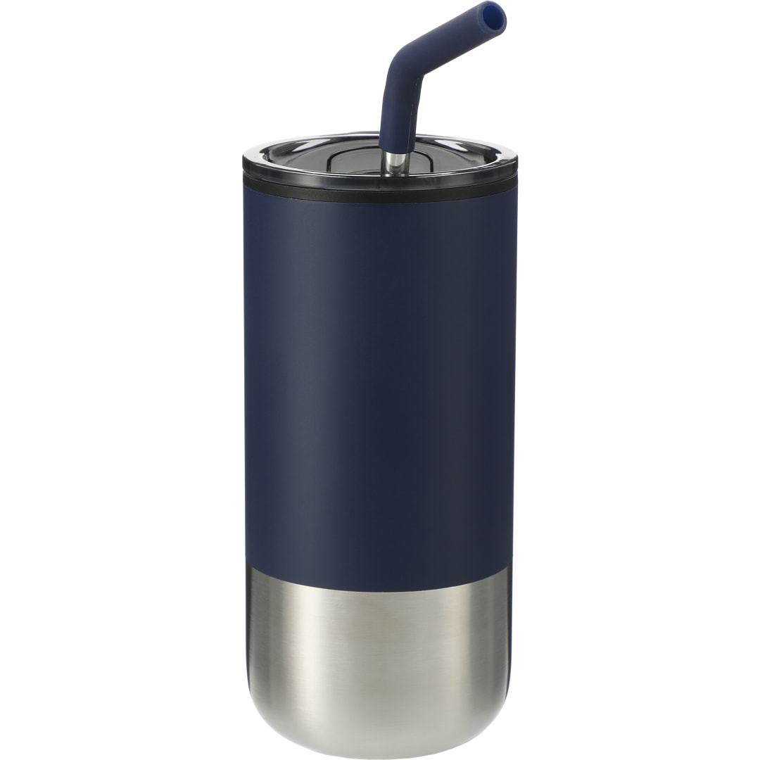 Front View of Blue Lagom 16oz Tumbler w/ SS Straw plain