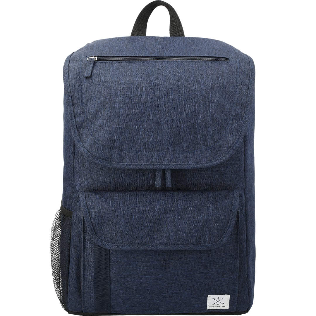 Front View of Blue Merchant & Craft Ashton 15" Computer Backpack plain
