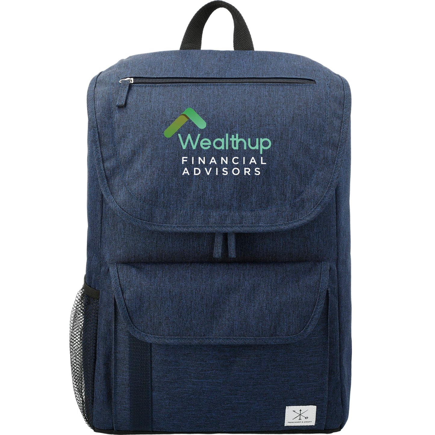 Front View of Blue Merchant & Craft Ashton 15" Computer Backpack