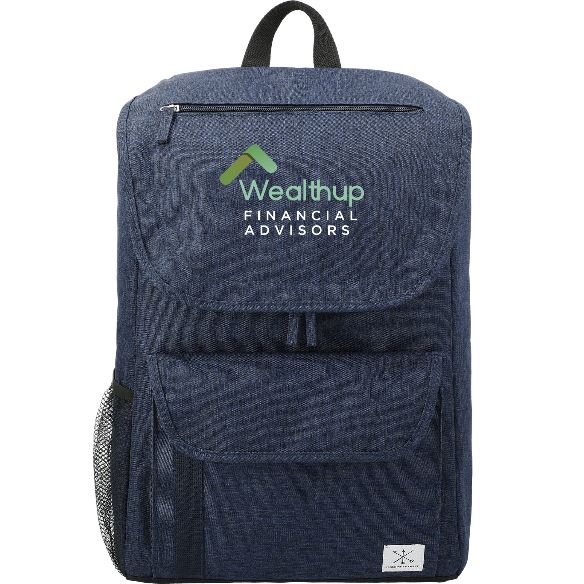 Front View of Blue Merchant & Craft Ashton 15" Computer Backpack