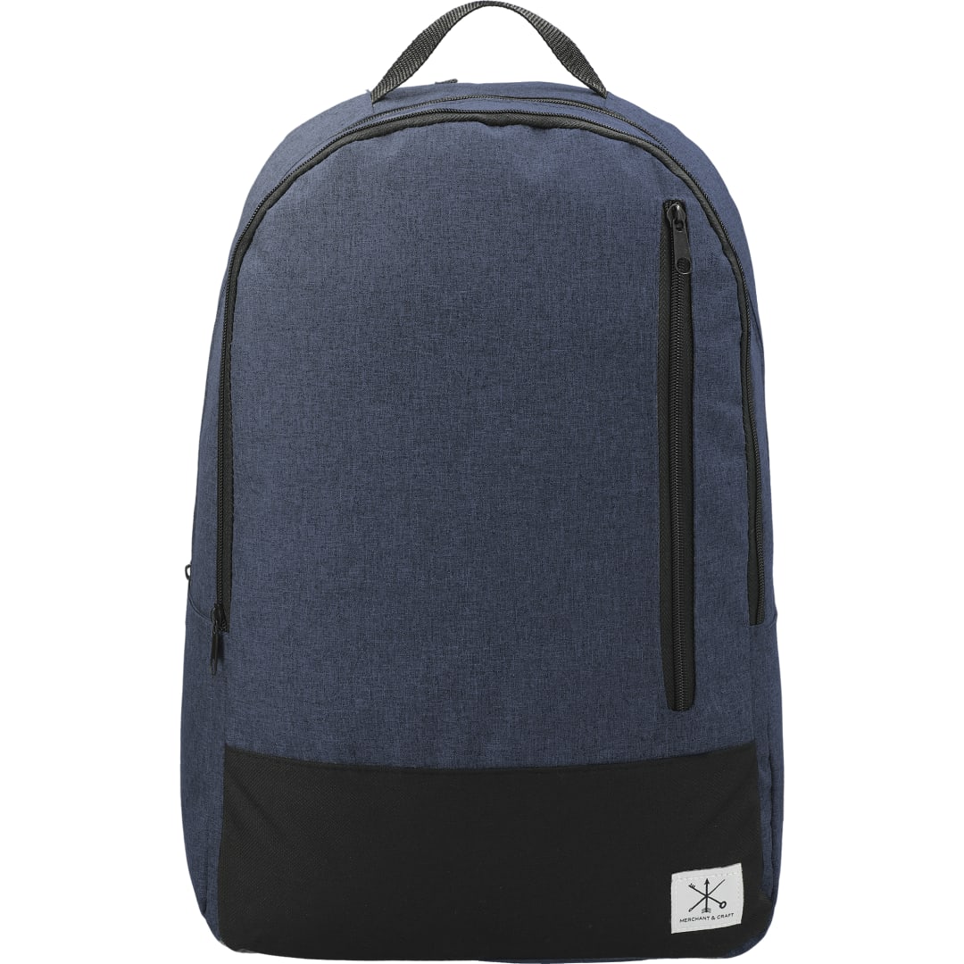 Front View of Blue Merchant & Craft Grayley 15" Computer Backpack plain