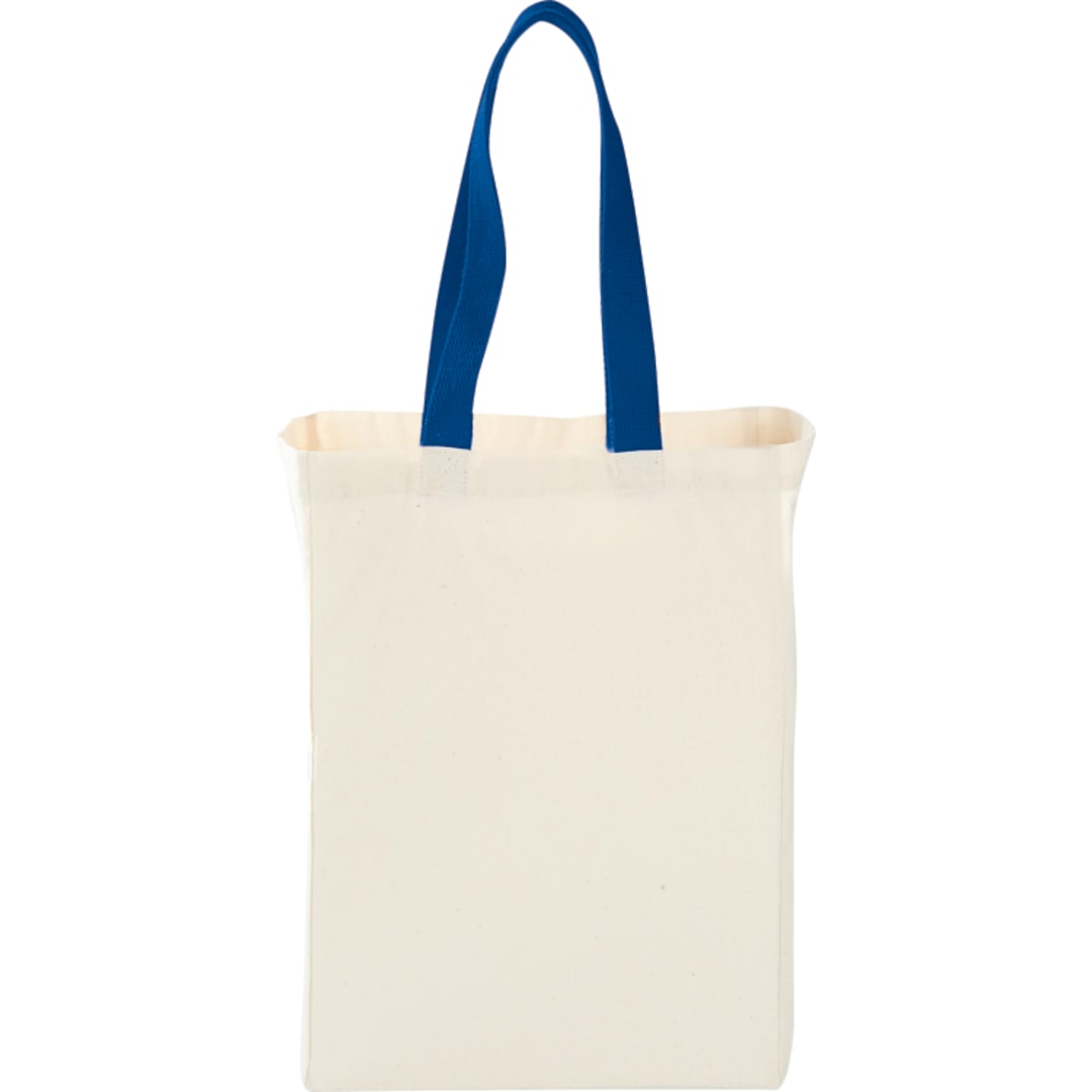 Front View of Blue Nebraska 5oz Cotton Canvas Grocery Tote plain