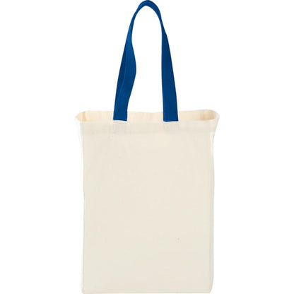 Front View of Blue Nebraska 5oz Cotton Canvas Grocery Tote plain