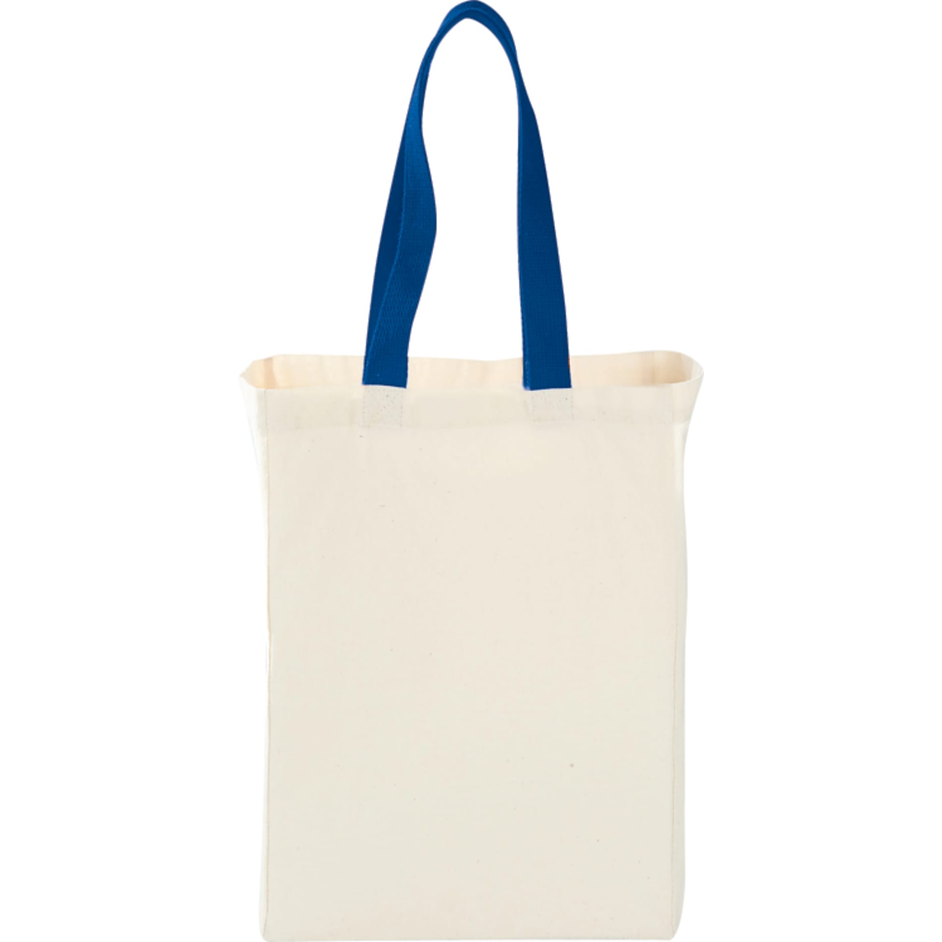 Front View of Blue Nebraska 5oz Cotton Canvas Grocery Tote plain