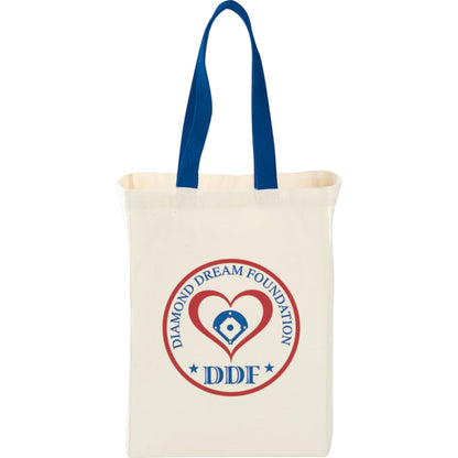 Front View of Blue Nebraska 5oz Cotton Canvas Grocery Tote