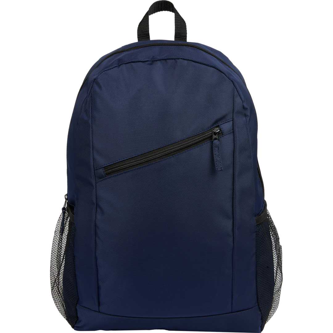 Front View of Blue Packable Recycled Backpack plain