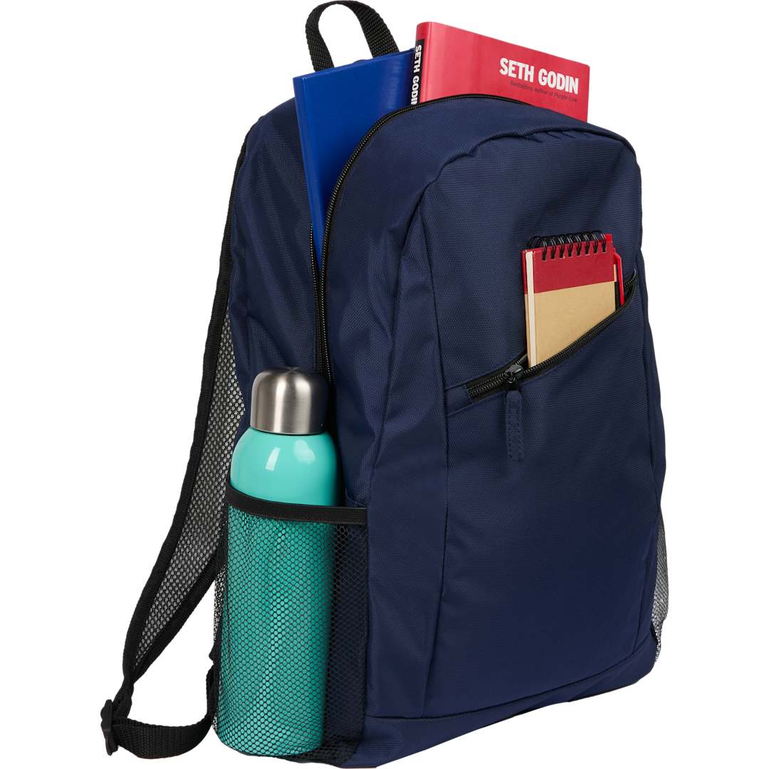 Front View of Blue Packable Recycled Backpack plain
