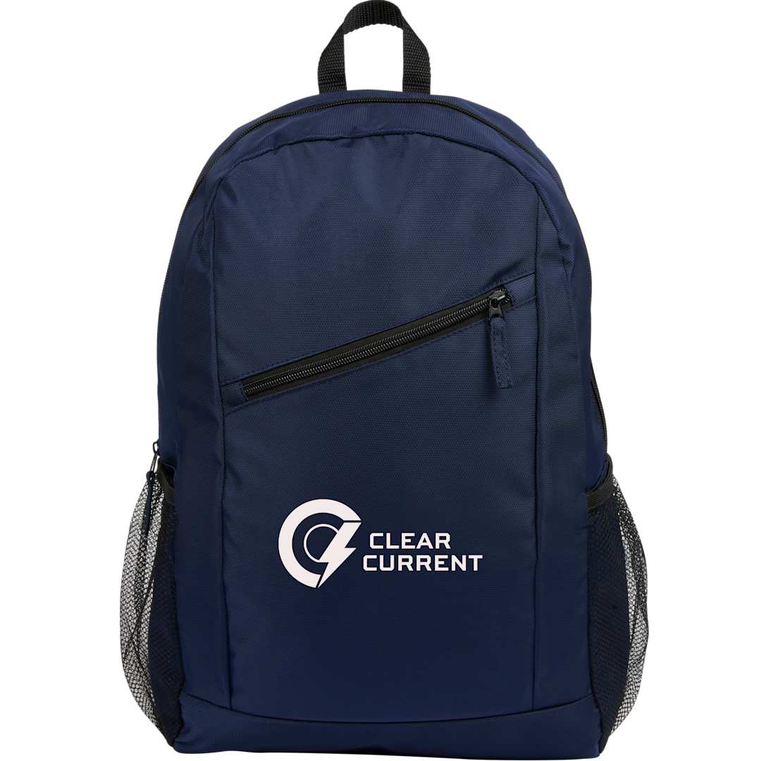 Front View of Blue Packable Recycled Backpack