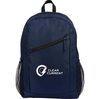 Front View of Blue Packable Recycled Backpack