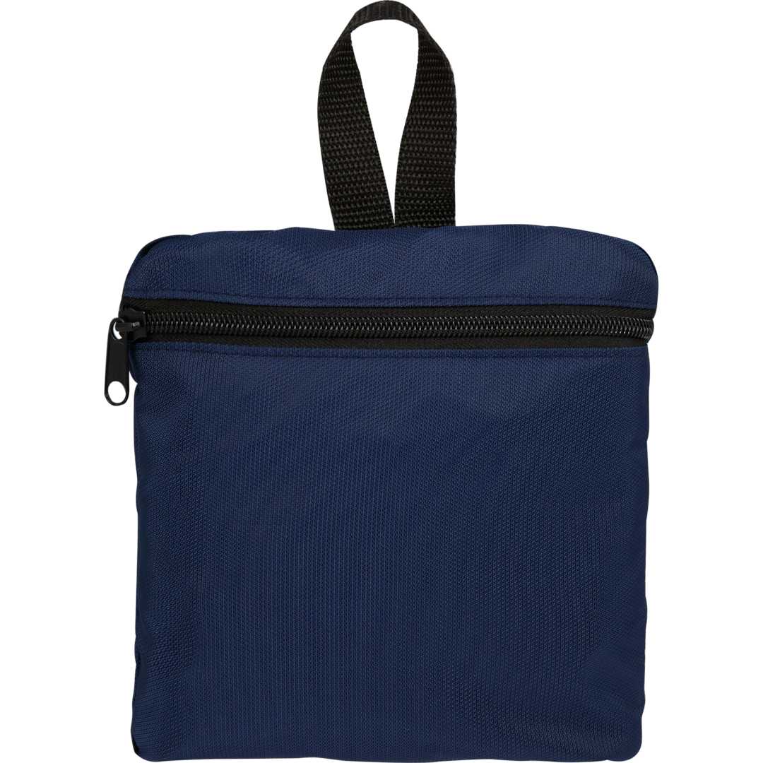 Front View of Blue Packable Recycled Backpack