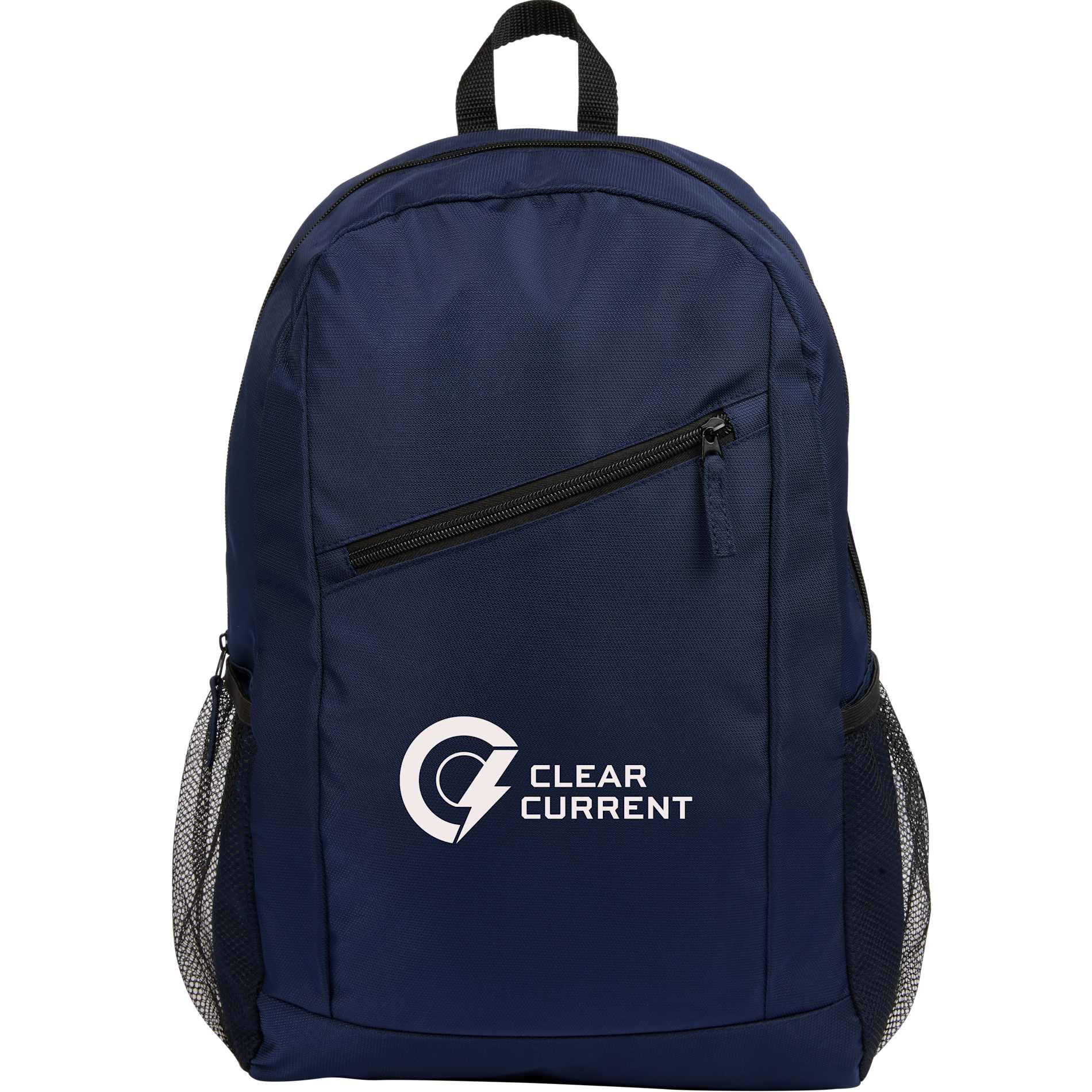 Front View of Blue Packable Recycled Backpack