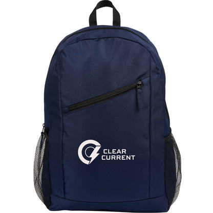 Front View of Blue Packable Recycled Backpack