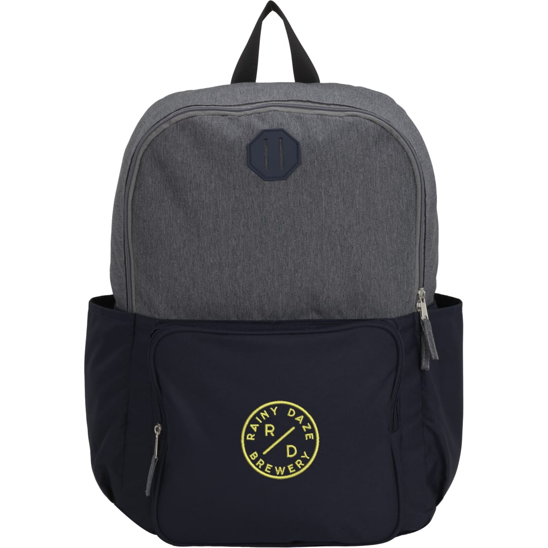 Front View of Blue Paired Recycled 15" Laptop Backpack