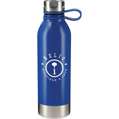 Front View of Blue Perth 25oz Stainless Sports Bottle
