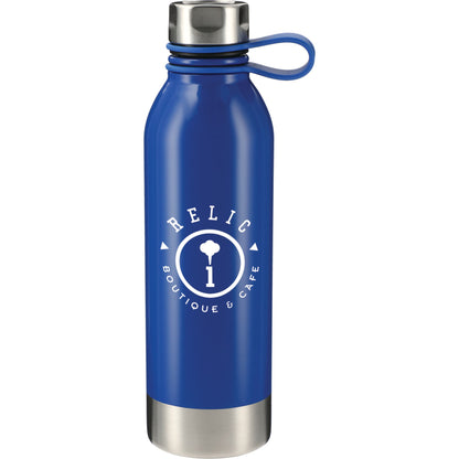 Front View of Blue Perth 25oz Stainless Sports Bottle