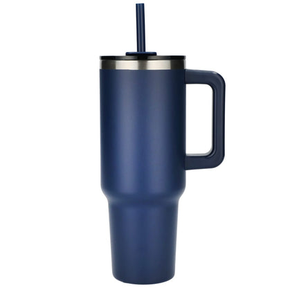 Front View of Blue Pinnacle Recycled Travel Tumbler with Straw 40oz plain