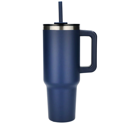 Front View of Blue Pinnacle Recycled Travel Tumbler with Straw 40oz plain
