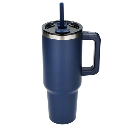 Front View of Blue Pinnacle Recycled Travel Tumbler with Straw 40oz plain