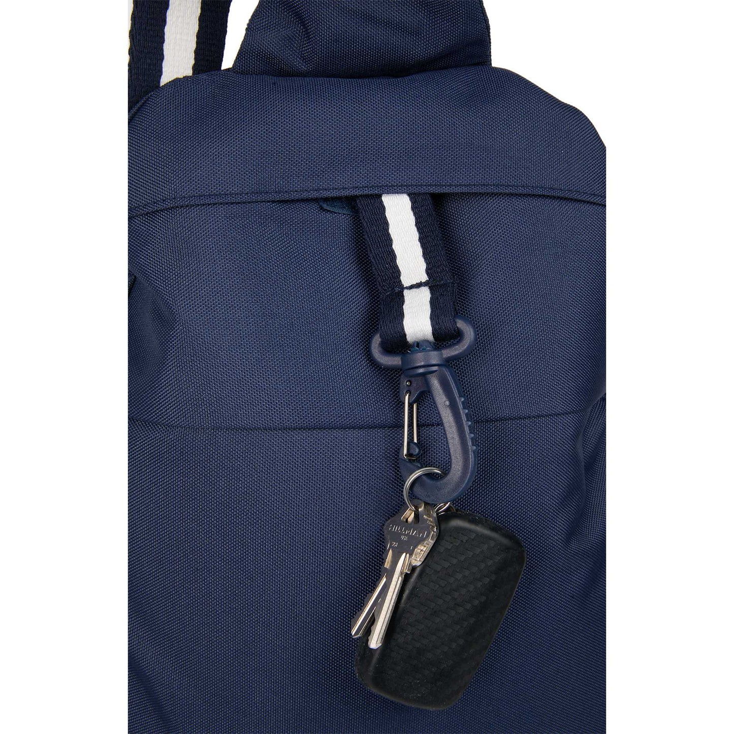 Front View of Blue Retro Sport Recycled Sling Backpack