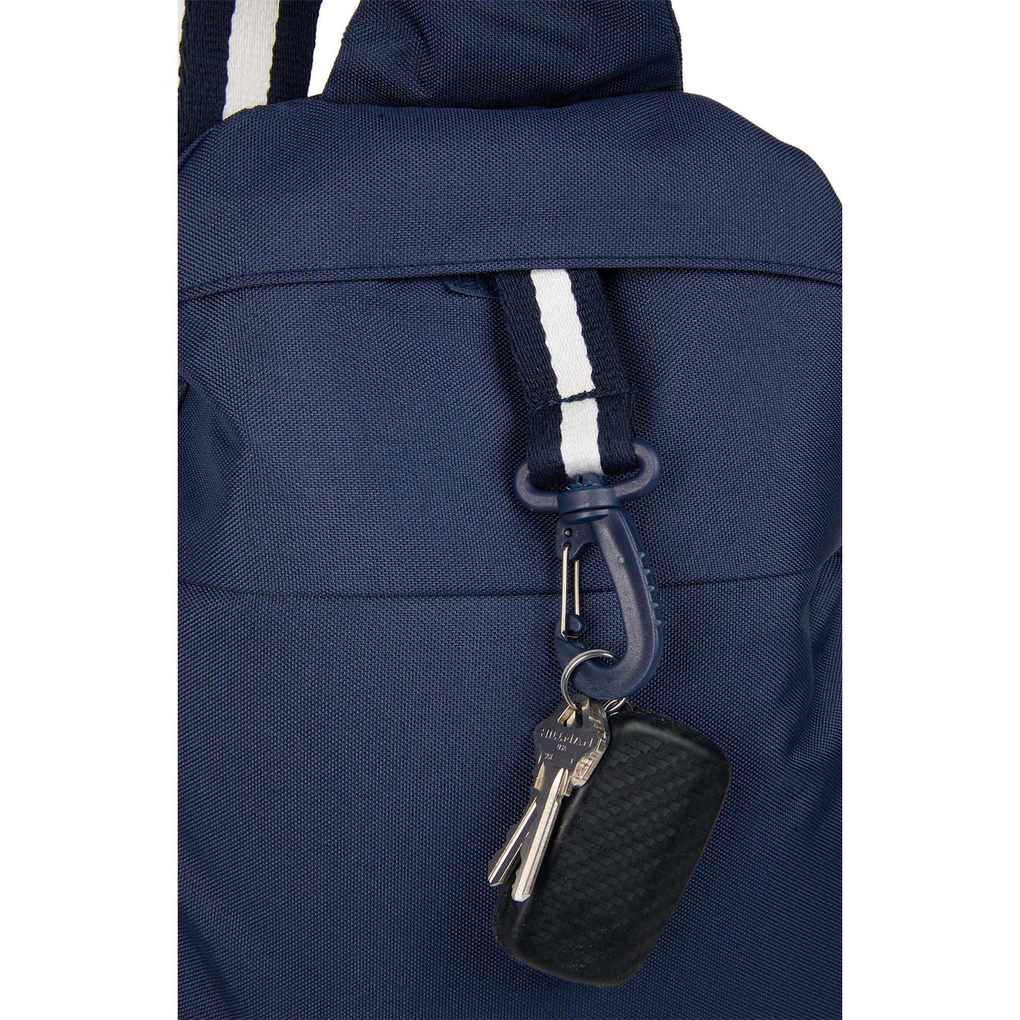 Front View of Blue Retro Sport Recycled Sling Backpack