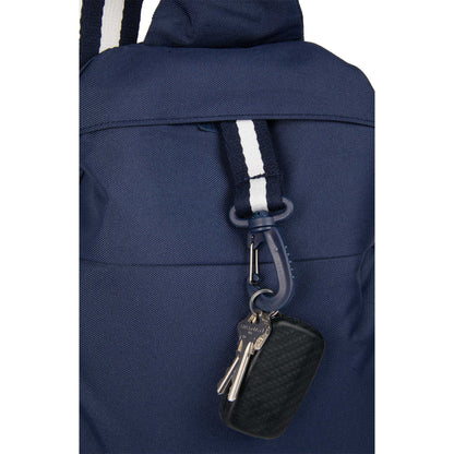 Front View of Blue Retro Sport Recycled Sling Backpack