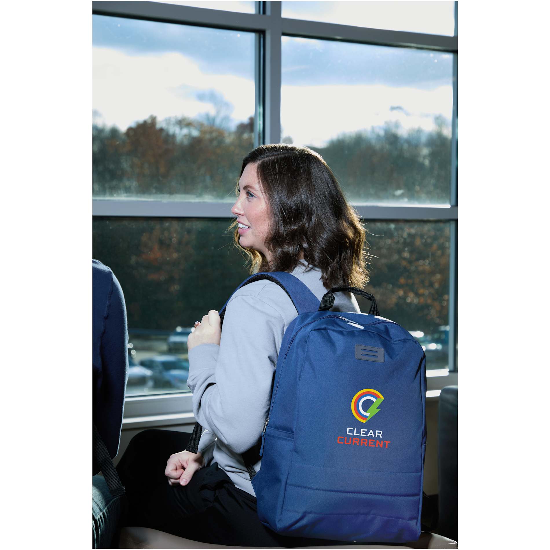 Front View of Blue Ripple Recycled 15" Computer  Backpack