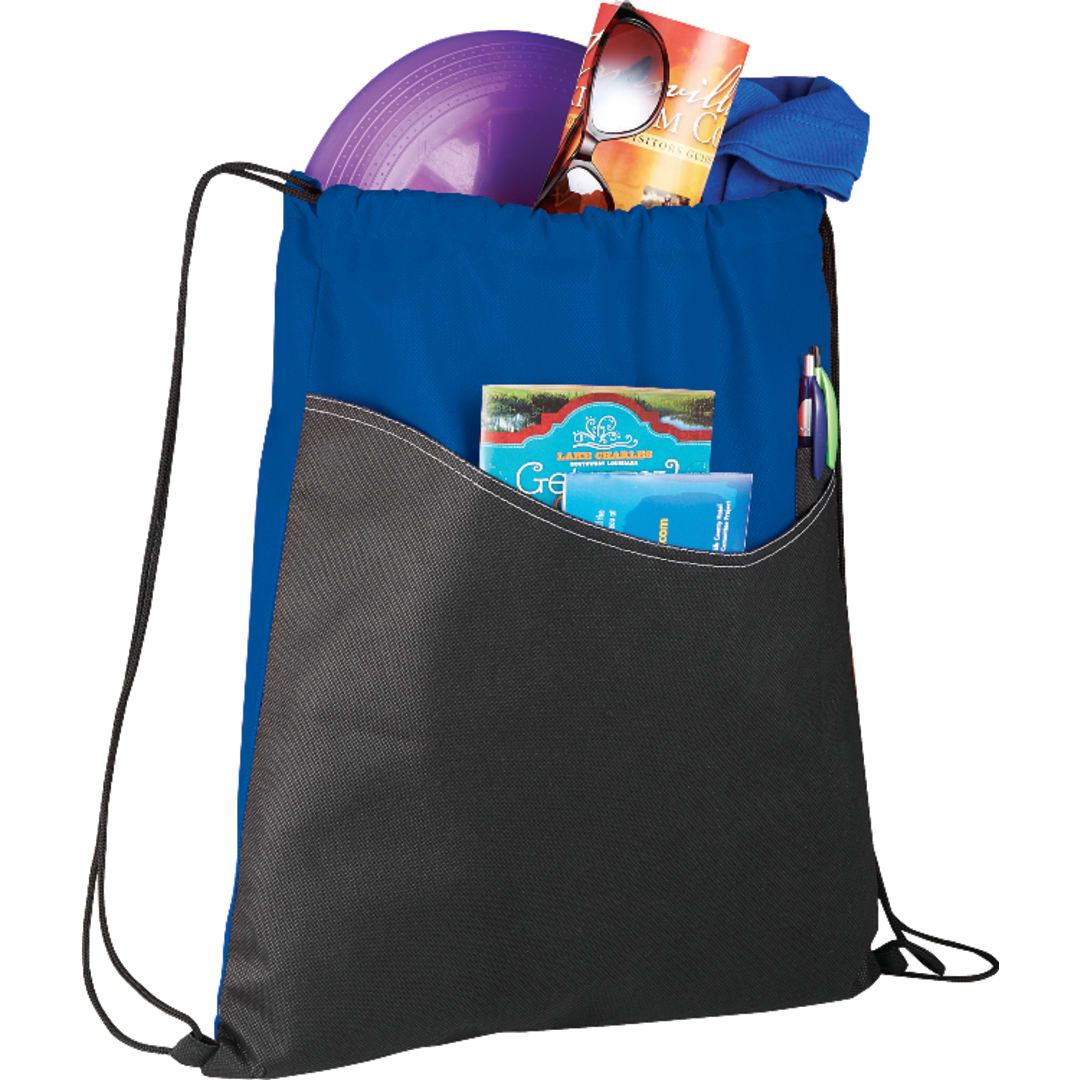 Front View of Blue Rivers Non-Woven Drawstring Bag plain