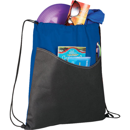 Front View of Blue Rivers Non-Woven Drawstring Bag plain
