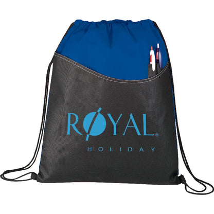 Front View of Blue Rivers Non-Woven Drawstring Bag