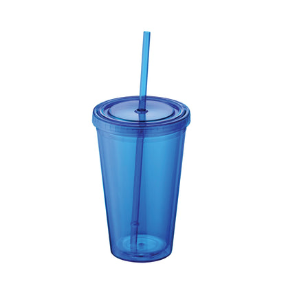 Front View of Blue Sedici Tumbler 16oz plain