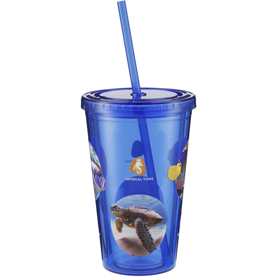 Front View of Blue Sedici Tumbler 16oz
