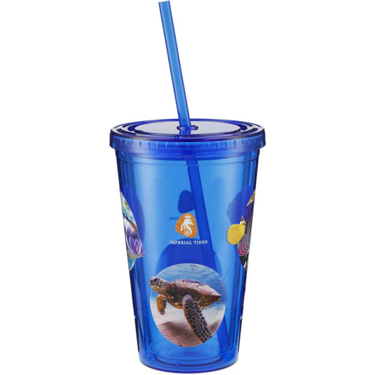 Front View of Blue Sedici Tumbler 16oz
