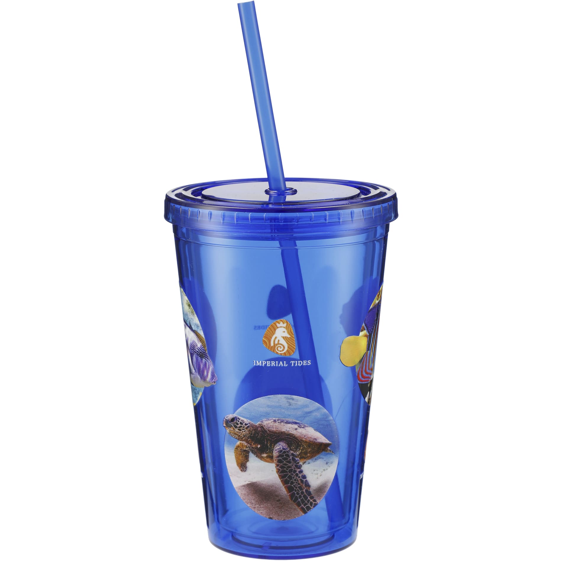 Front View of Blue Sedici Tumbler 16oz