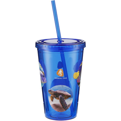 Front View of Blue Sedici Tumbler 16oz