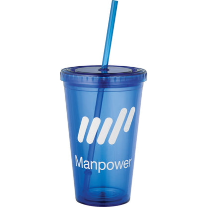 Front View of Blue Sedici Tumbler 16oz