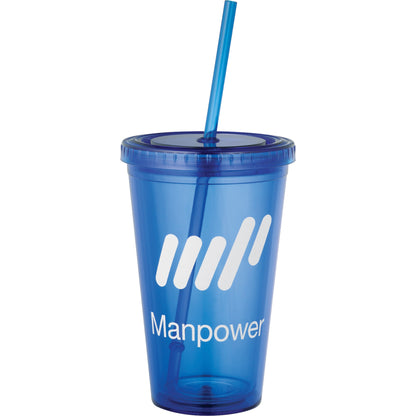 Front View of Blue Sedici Tumbler 16oz