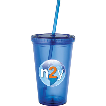 Front View of Blue Sedici Tumbler 16oz