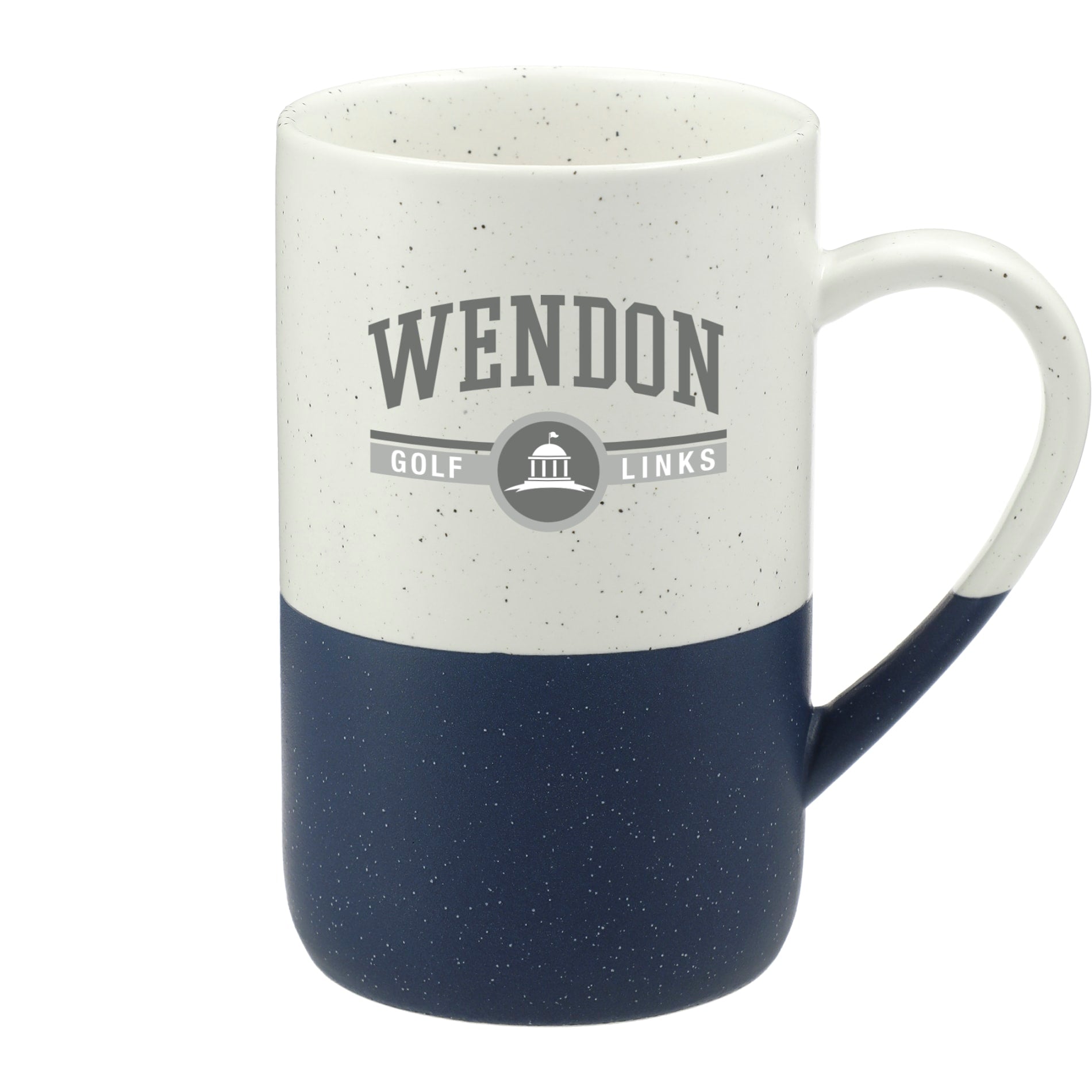 Front View of Blue Speckled Wayland Ceramic Mug 13oz