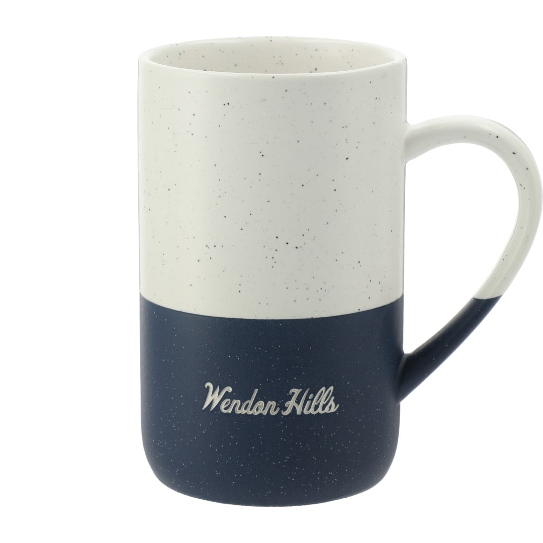 Front View of Blue Speckled Wayland Ceramic Mug 13oz