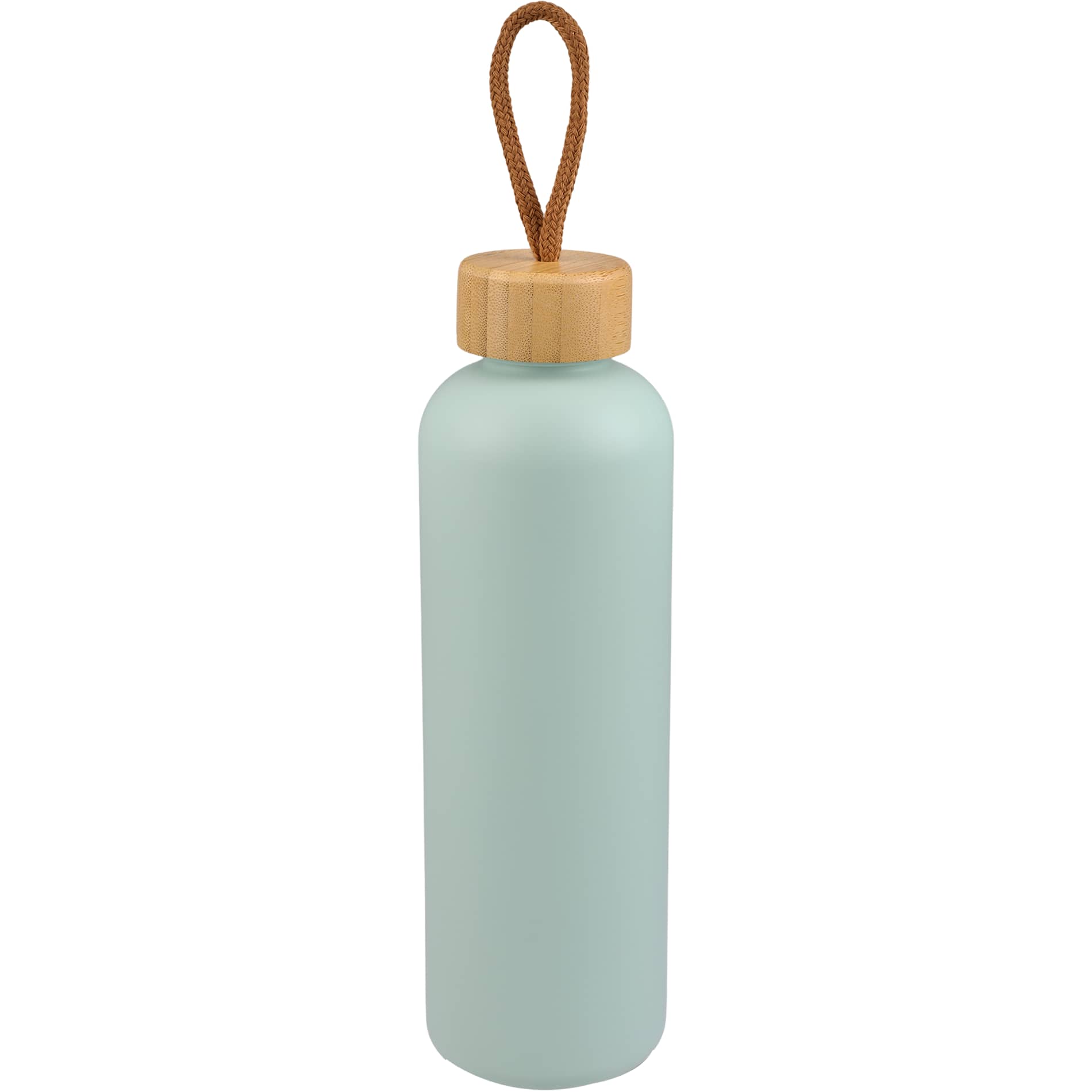 Front View of Blue Tania Recycled Bottle w/ FSC® Bamboo Lid 26oz plain