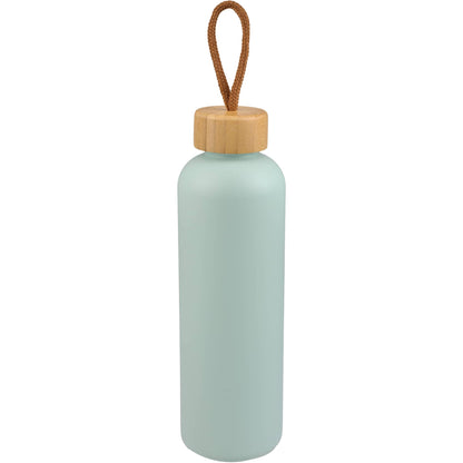 Front View of Blue Tania Recycled Bottle w/ FSC® Bamboo Lid 26oz plain