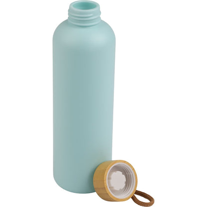 Front View of Blue Tania Recycled Bottle w/ FSC® Bamboo Lid 26oz plain
