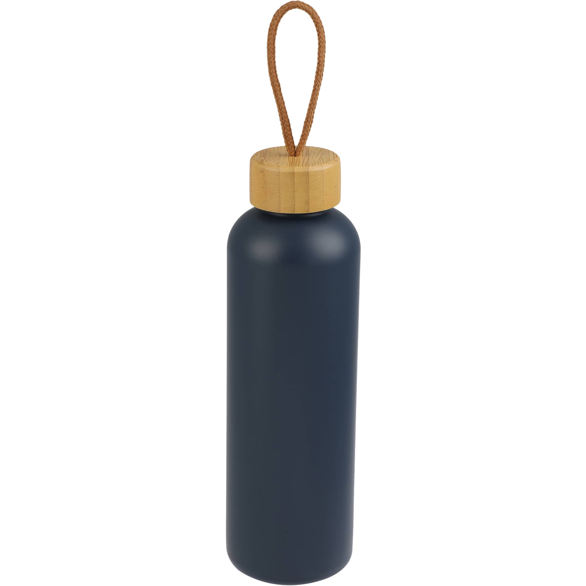 Front View of Blue Tania Recycled Bottle w/ FSC® Bamboo Lid 26oz plain