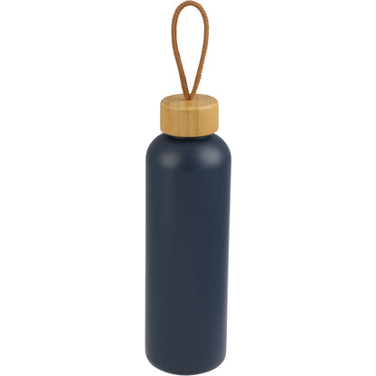 Front View of Blue Tania Recycled Bottle w/ FSC® Bamboo Lid 26oz plain