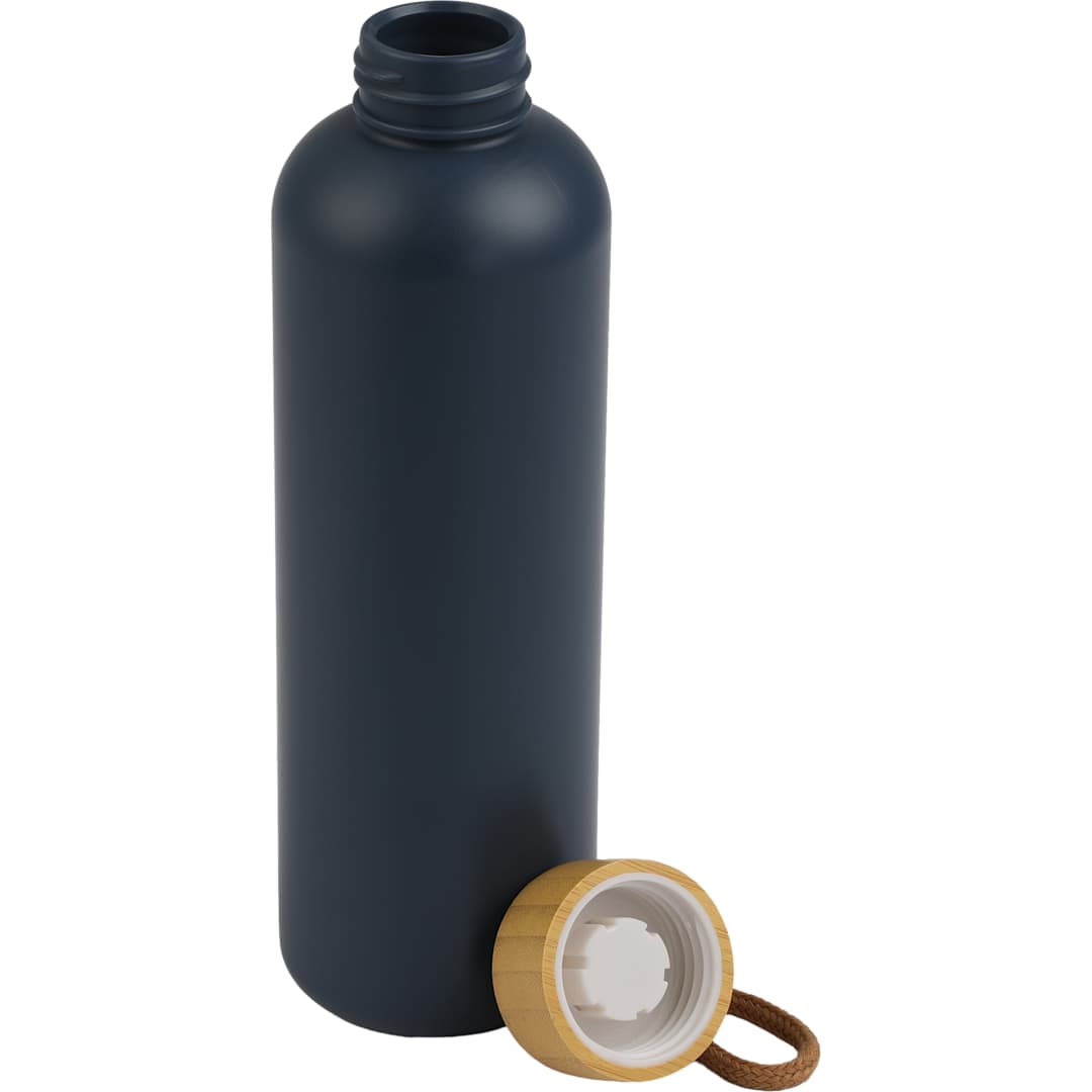 Front View of Blue Tania Recycled Bottle w/ FSC® Bamboo Lid 26oz plain